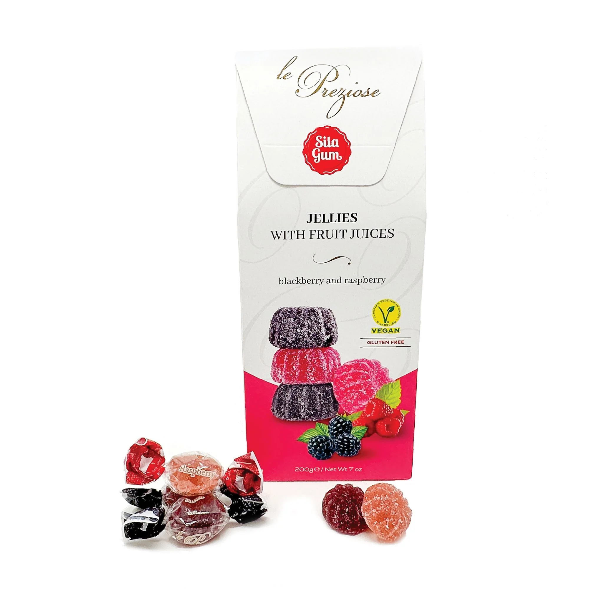 Jelly sweets with blackberry and raspberry fruit juice